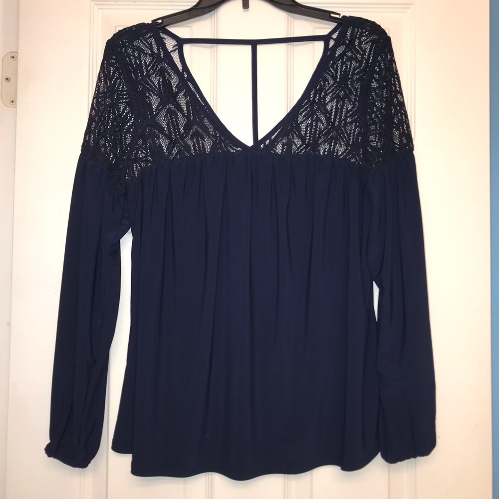 Blue lace blouse